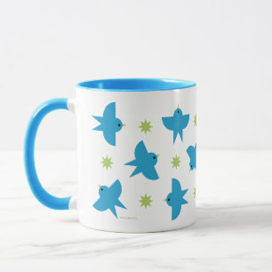 Taza de cerámica con patrón de pájaros azules vola