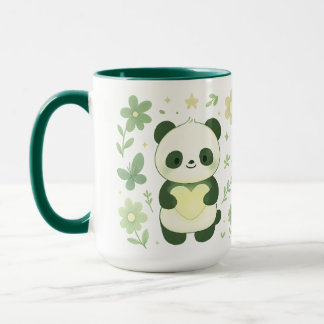 Taza de cerámica corazón de panda caprichoso