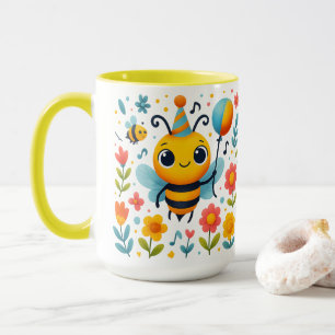 Taza de cerámica de abeja de fiesta linda