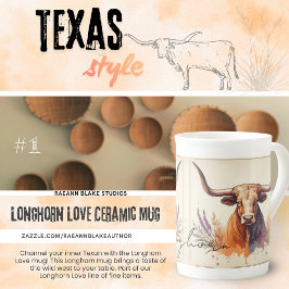 Taza de cerámica de hueso de porcelana Longhorn Lo
