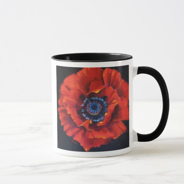 Taza de cerámica de la amapola roja (Derecha)