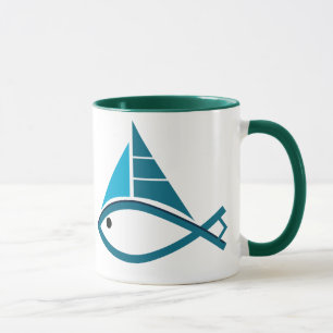 taza de cerámica de pez vela