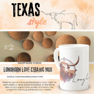 Taza de cerámica de porcelana Longhorn Love #2