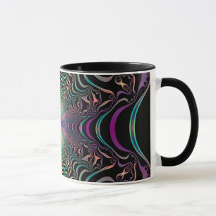 Taza de cerámica de tela de fractales pastel abstr