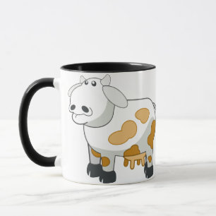 Taza de cerámica de vaca lechera de dibujos animad