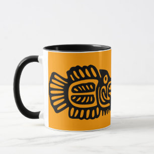 Taza de cerámica del adorno mexicano antiguo de
