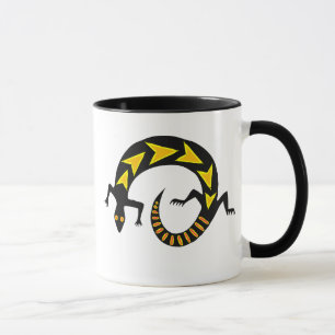 Taza de cerámica del campanero negro del lagarto