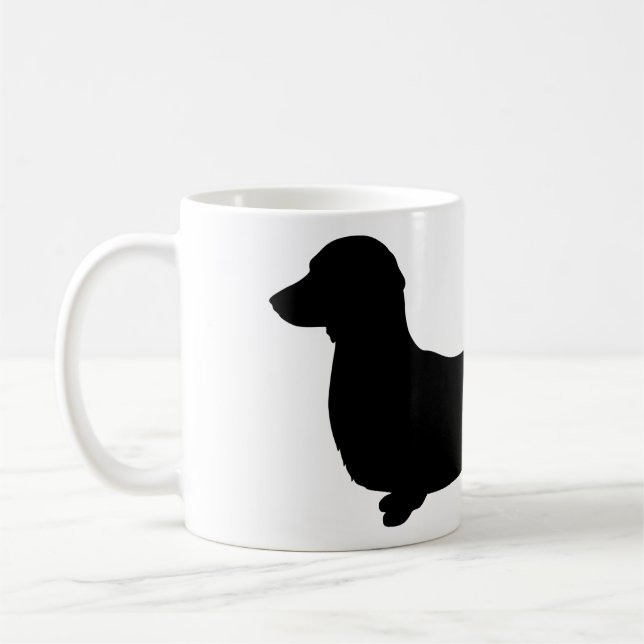 Taza de cerámica del Dachshund largo del pelo (Izquierda)