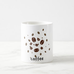 Taza de cerámica estética de granos de café minima