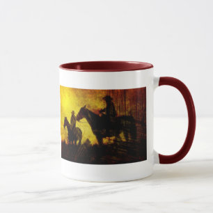 Taza de cerámica Grunge de vaqueros y caballos