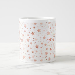 Taza De Cerámica Jumbo Estrellas Rosa Dorado Delic