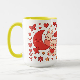 Taza de cerámica Luna Corazón de Conejo y Oso Capr