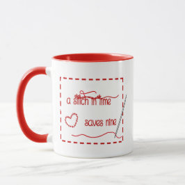 Taza de cerámica - Una puntada a tiempo ahorra nue