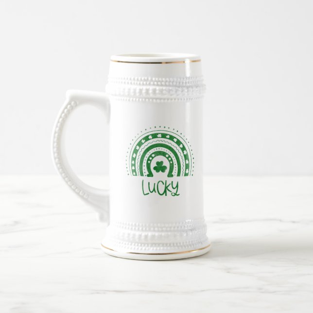 Taza de cerveza boho arcoíris día de San Patricio (Izquierda)
