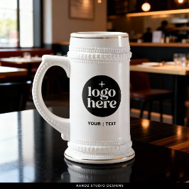 Taza de cerveza con logotipo y texto personalizado