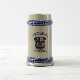 Taza de cerveza de bulldog patriota gruñón del 4 d