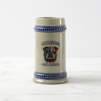 Taza de cerveza de bulldog patriota gruñón del 4 d