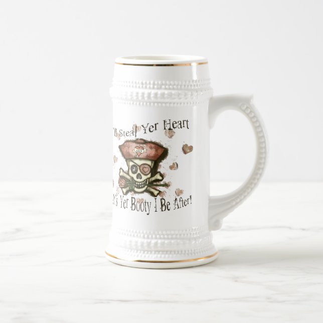 Taza de cerveza de la sepia del pirata del el día (Derecha)