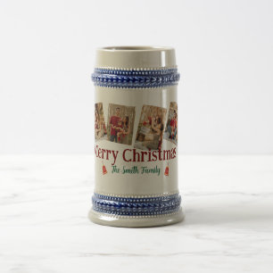 Taza de cerveza de Navidad con 6 fotos personaliza