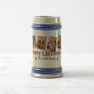 Taza de cerveza de Navidad con 6 fotos personaliza