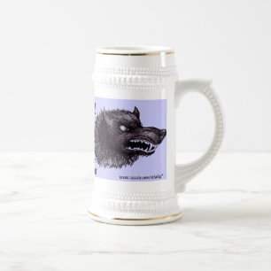 Taza de cerveza divertida del hombre lobo