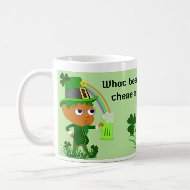 Taza de cerveza divertida del Leprechaun (Izquierda)