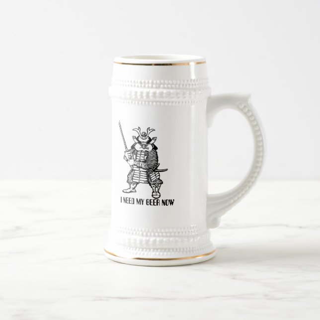 Taza de cerveza divertida del samurai (Derecha)