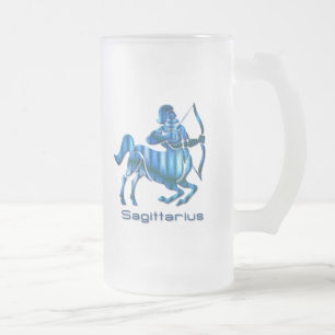 Taza de cerveza helada perfil del sagitario