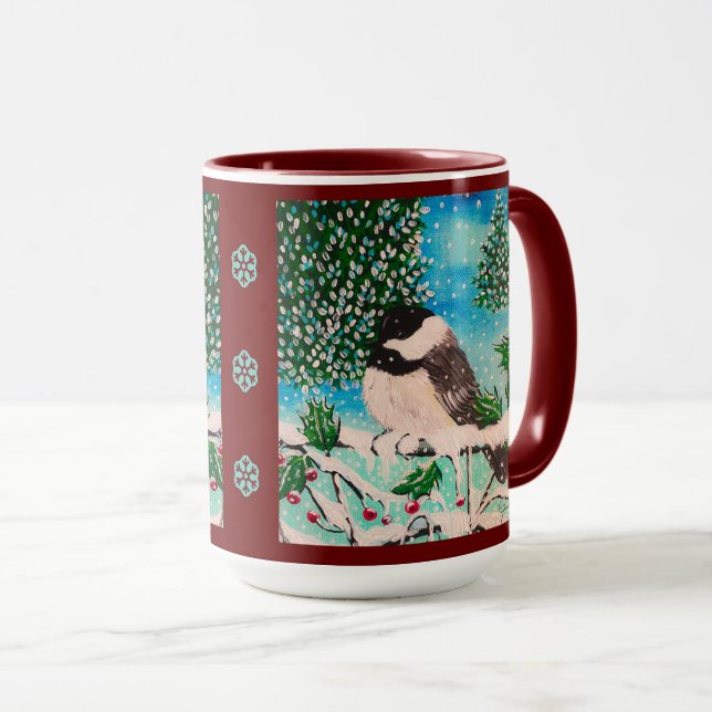 Taza de charla de carbonero en Navidad (Anverso derecho)