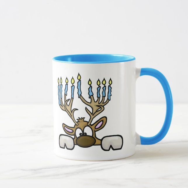 Taza de Chrismukkah con Reno con Cuernos de Menorá (Derecha)
