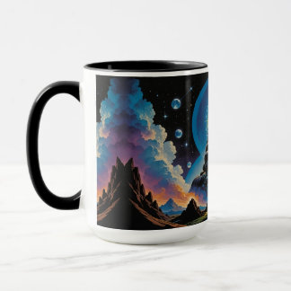 Taza de ciencia ficción vintage psicodélica