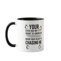 Taza de Cita de Amor de Pingüino Divertida Tus Ojo