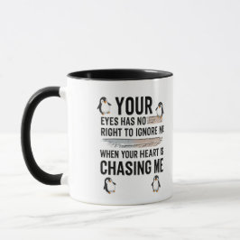 Taza de Cita de Amor de Pingüino Divertida Tus Ojo