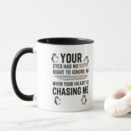 Taza de Cita de Amor de Pingüino Divertida Tus Ojo