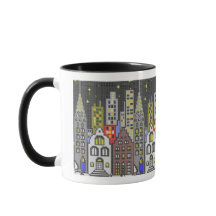 Taza de ciudad nocturna 