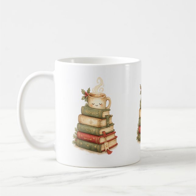 Taza de Cocoa Soñolienta sobre Libros Taza de Café (Izquierda)
