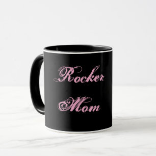 Taza de Cocoa y Café para Mamá Rockera (Negro y Ro