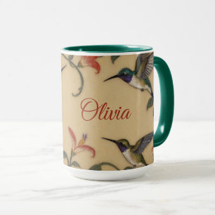 Taza de colibrí Art Nouveau