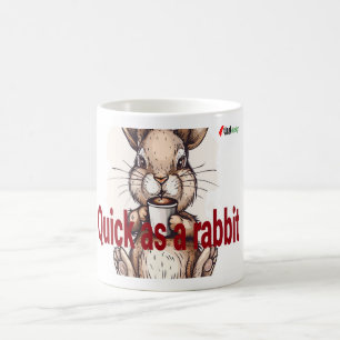 Taza de conejo divertida amante del café Rápido co