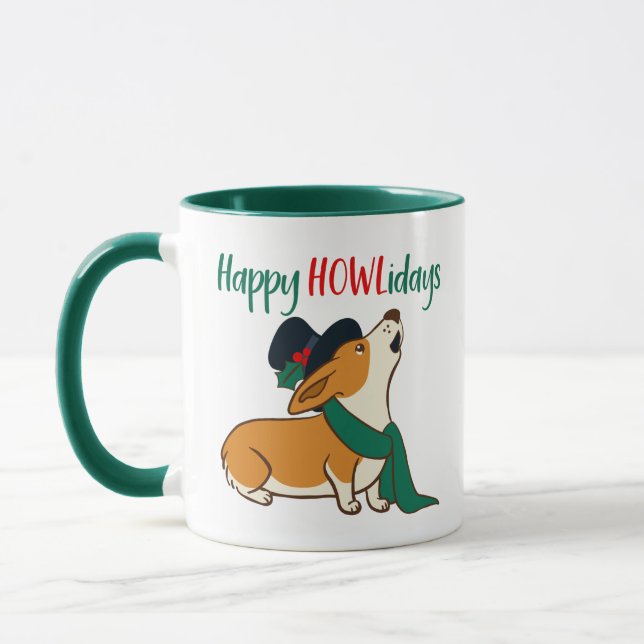 Taza de Corgi Cantando en Navidad (Izquierda)