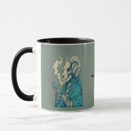 Taza de cráneo de carnero fumando oculto