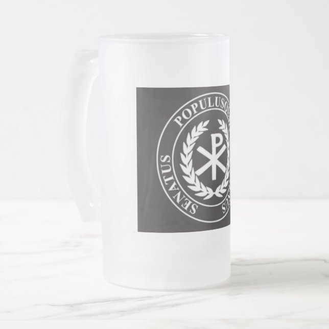 Taza De Cristal Esmerilado Χ Ρ+SPQR Poculum (Anverso izquierdo)