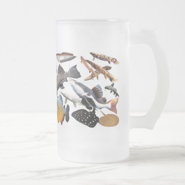 TAZA DE CRISTAL ESMERILADO 大型熱帯魚のフロストグラスマグカップ (Derecha)