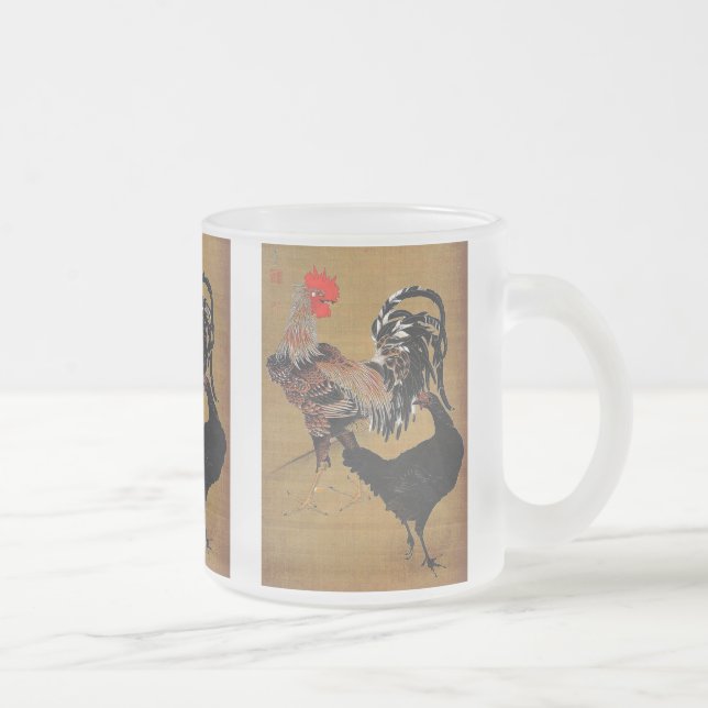Taza De Cristal Esmerilado 大鶏雌雄図 , Itoh Gyakucyu (Derecha)