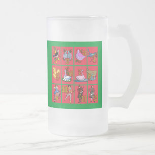 Taza De Cristal Esmerilado 12 días de camisetas del navidad, ropa, regalos