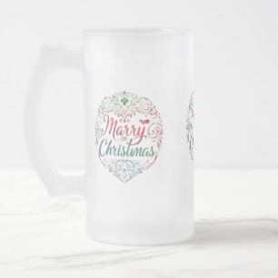 Taza De Cristal Esmerilado 16 oz Frosted Glass Mug - Feliz edición navideña