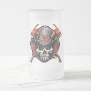 Taza De Cristal Esmerilado 16oz helado heló rescate del fuego del cráneo de