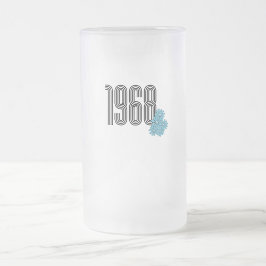 Taza De Cristal Esmerilado 1968 Hippie Peace Sign Flower Power Aqua