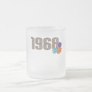 Taza De Cristal Esmerilado 1968 Naranja de Flores Hippie de Paz Aqua Purple
