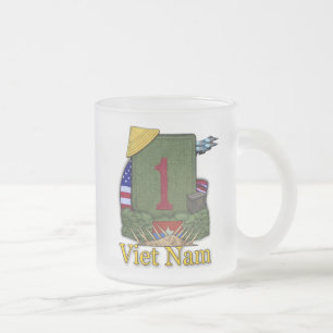Taza De Cristal Esmerilado 1.ª división de infantería vietnam parche cerveza 
